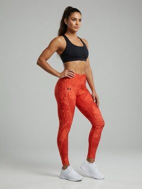 Under Armour Red Palm-Print Athletic Leggings